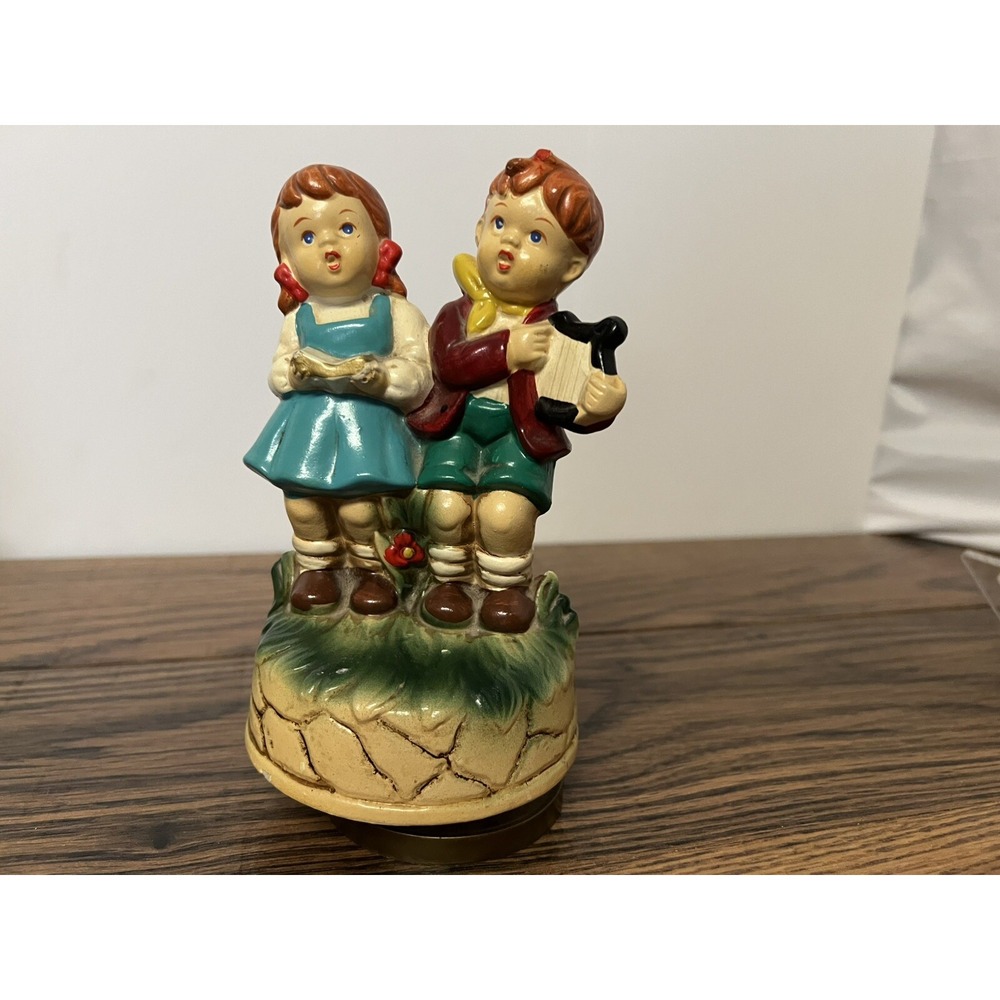 Vintage 1960's Japan Chalkware/Ceramic Rotating Music Box "Somewhere my Love"